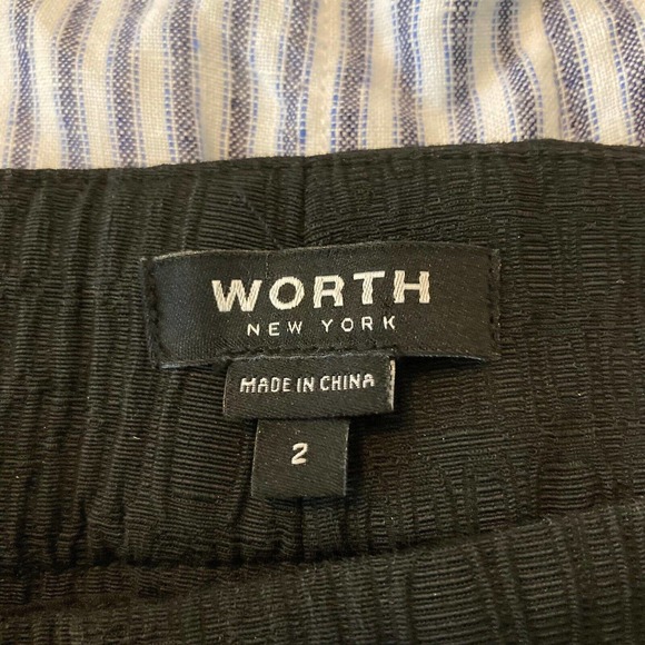Worth Pants Womens Sz 2 Taper Leg Black Cotton Stretch Textured Knit Side Zip - Picture 6 of 10